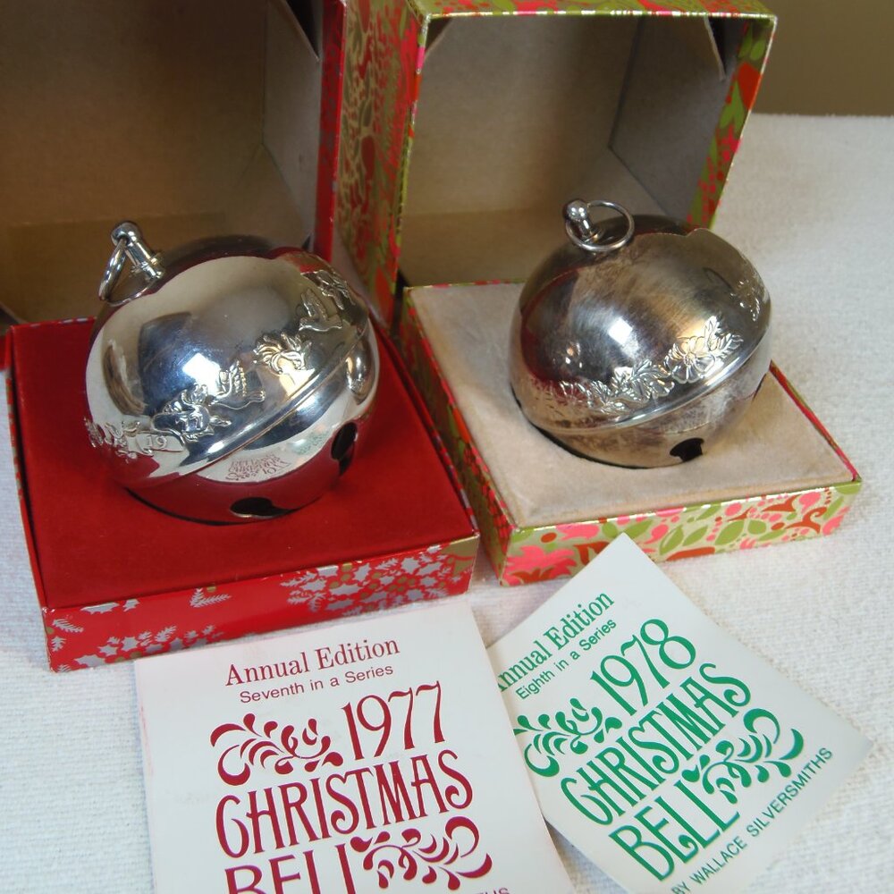 Vintage Collectible 1977 & 1978 Wallace Silver Plated Christmas Sleighbells